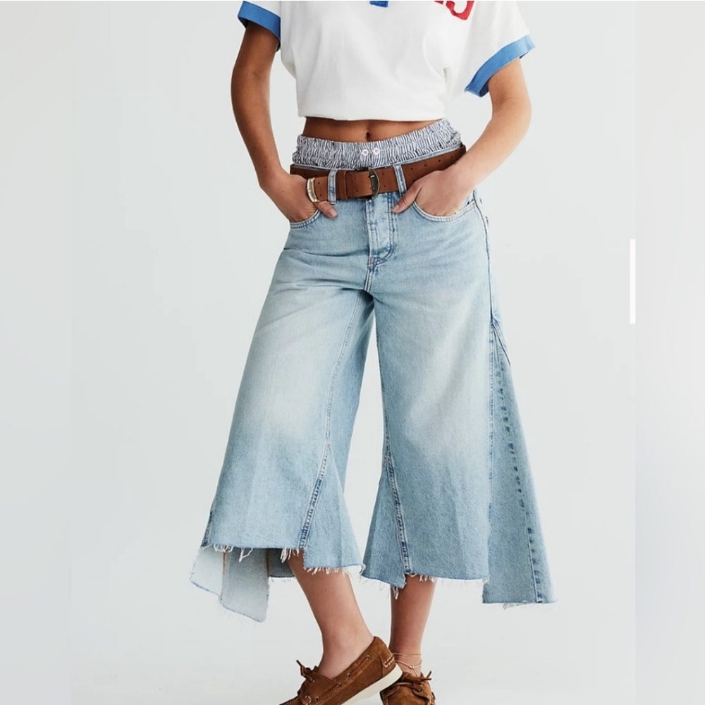 NWT we the free ripple wide-leg crop